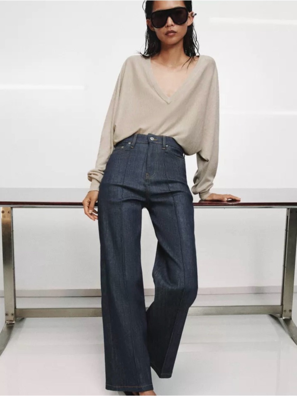 Zara Collection size 6 wide leg high rise jeans